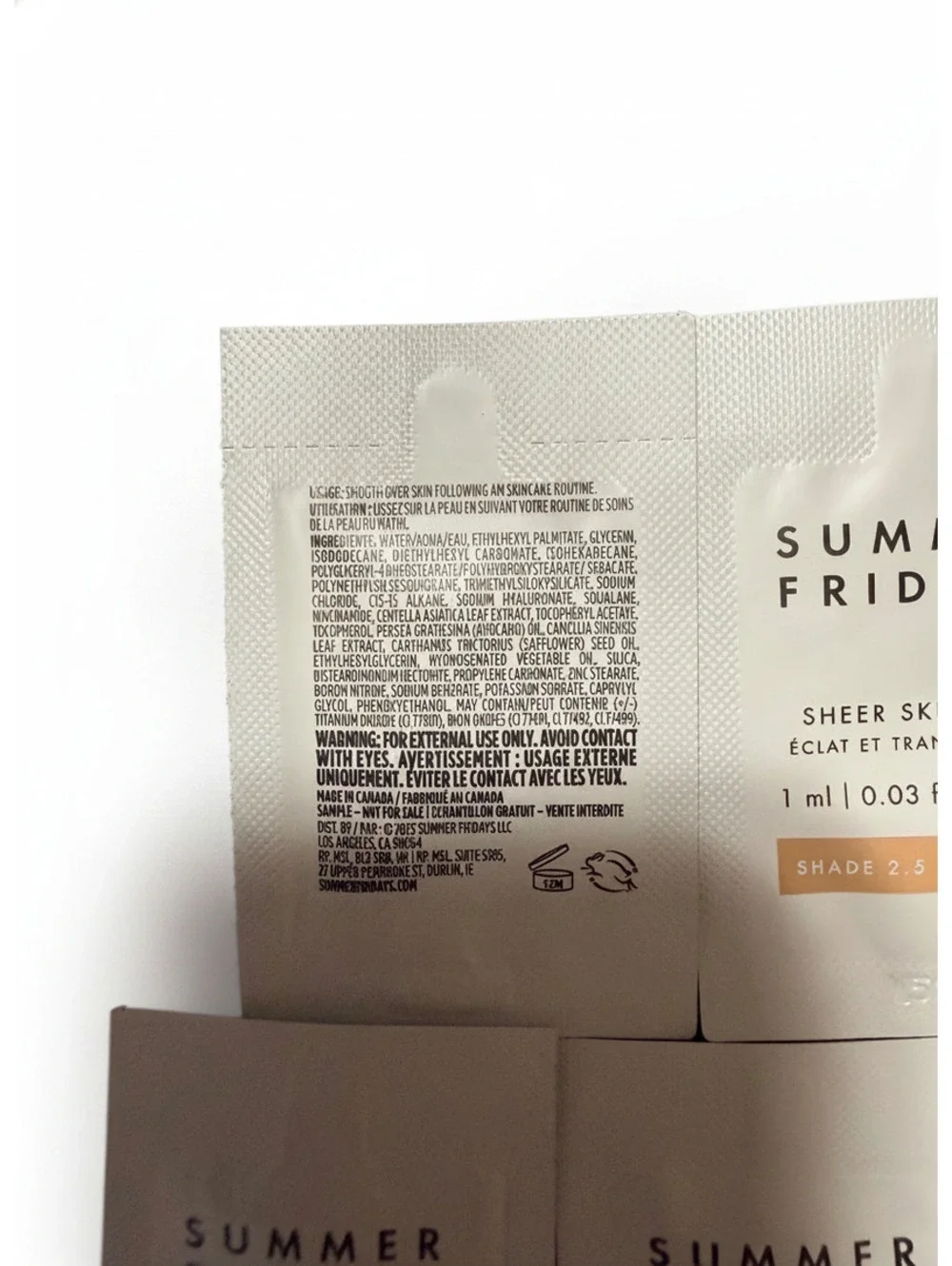 Set of 5: Summer Fridays Sheer Skin Tint Sample Pack - Shade 2.5
